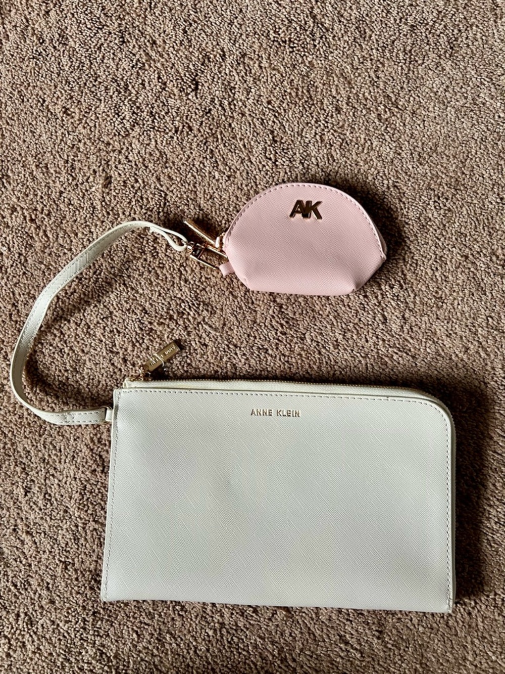 Anne Klein White Wristlet with Pink Coin Pouch